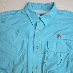 REEL LEGENDS Men's Large Blue‎ Short Sleeve Fishing Shirt Vented -1081